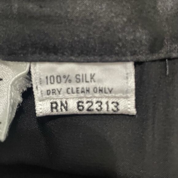 Oleg Cassini Skirt Size 16 Black Silk Maxi Long Formal Side Zip Slit Vintage 80s - Picture 8 of 8